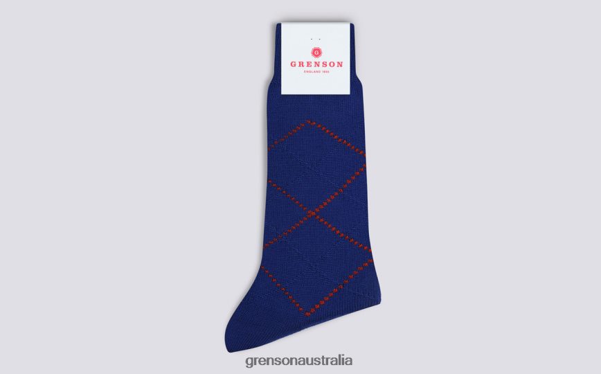 Grenson SIMPLE ARGYLE SOCK Men Blue Accessories LFTT6B462