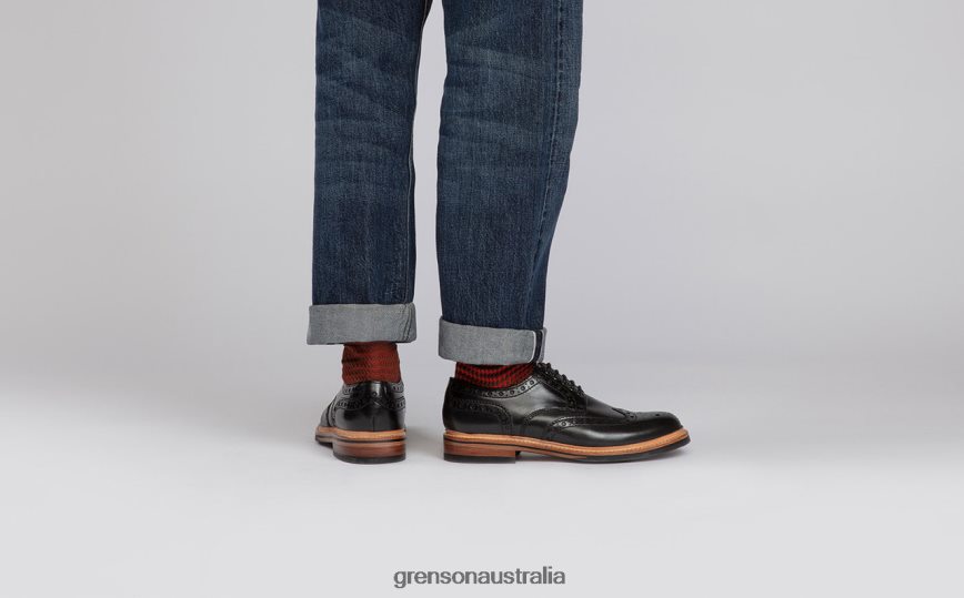 Grenson ARCHIE Men Black Brogues Shoes LFTT6B117