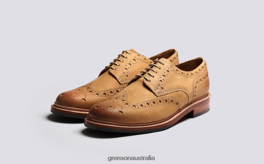 Grenson ARCHIE Men Ginger Burnished Brogues Shoes LFTT6B110