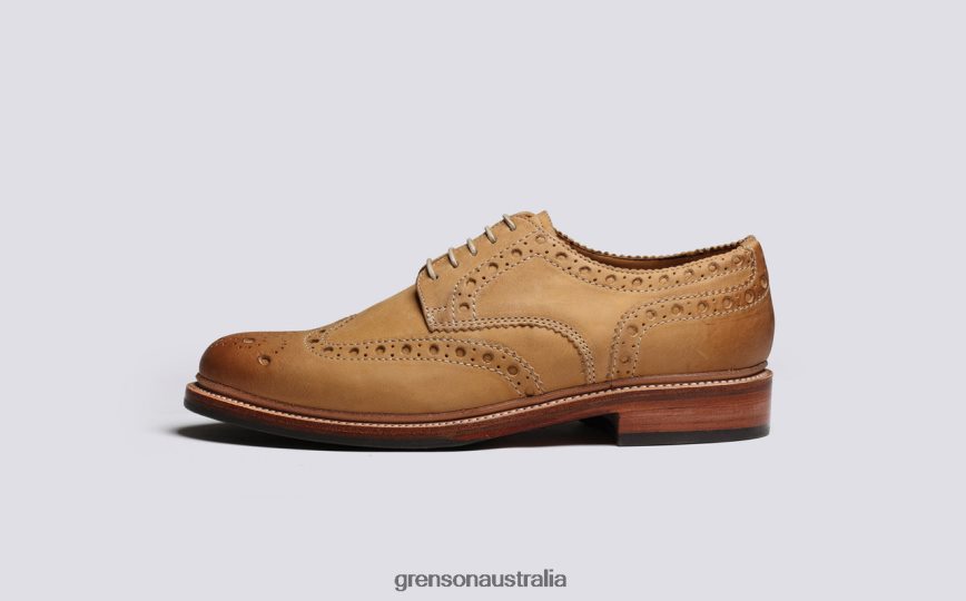 Grenson ARCHIE Men Ginger Burnished Brogues Shoes LFTT6B110