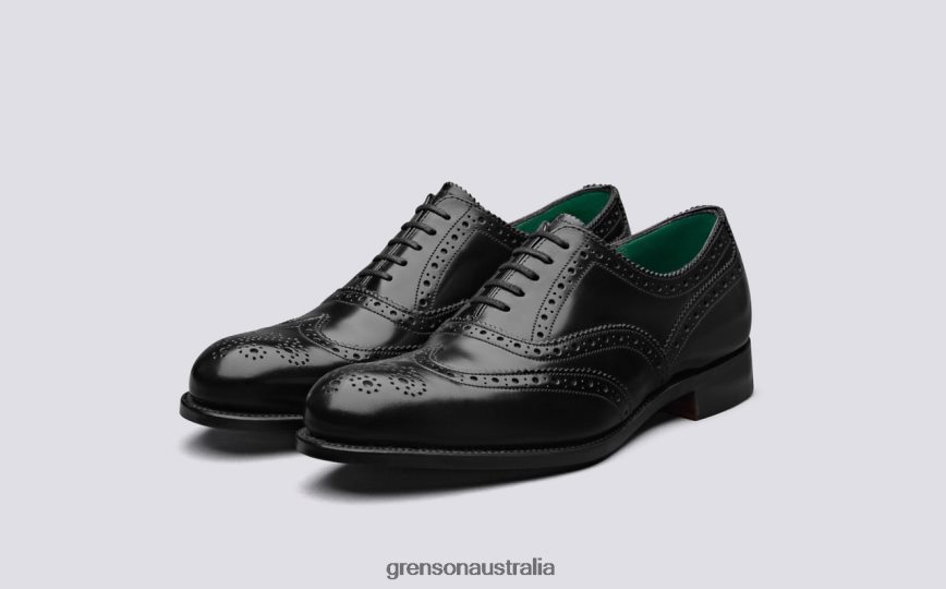 Grenson HARROW Men Black/Jade Brogues Shoes LFTT6B125