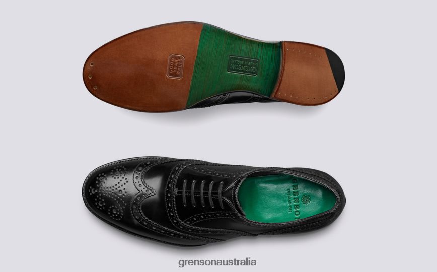 Grenson HARROW Men Black/Jade Brogues Shoes LFTT6B125