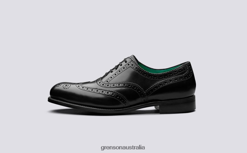 Grenson HARROW Men Black/Jade Brogues Shoes LFTT6B125